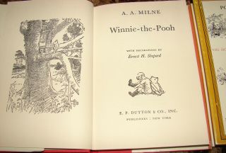 POOH ' S LIBRARY A.  A.  MILNE SET OF 4 HARD COVER POOH BOOKS WITH JACKETS 1961 5