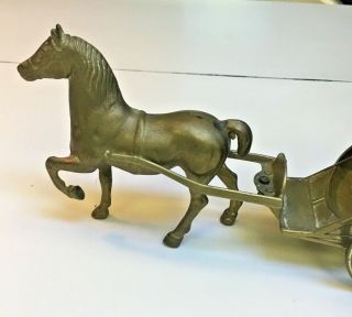 Vintage detailed Brass mechanical Horse and buggy carriage stage coach figure 3