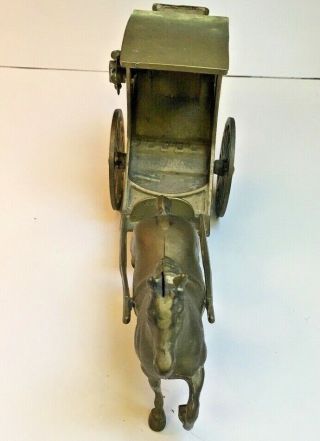 Vintage detailed Brass mechanical Horse and buggy carriage stage coach figure 4
