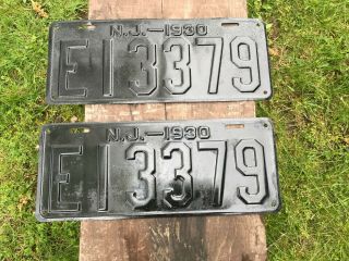 Antique Vintage 1930 Jersey Nj License Plate Plates Matched Set.  E 13379