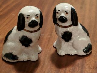 Pair Vintage Staffordshire Dogs Unmarked