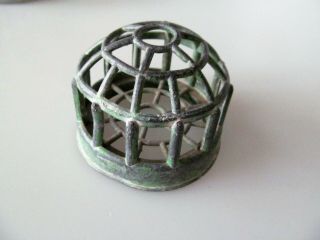 Antique Vintage Metal Domed,  Cage Flower Frog Graduated Grid.  2 3/4 " X 2 1/4 "
