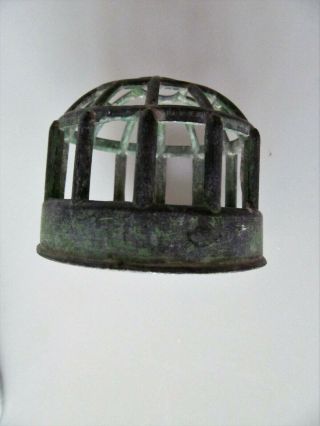 Antique Vintage Metal Domed,  Cage Flower Frog Graduated Grid.  2 3/4 