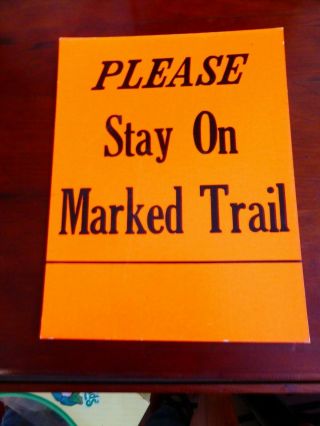 Vintage Orange Cardboard Snowmobile Trail Sign