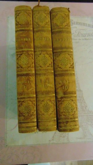 1817 Leather Poems By William Cowper In Three Volumes