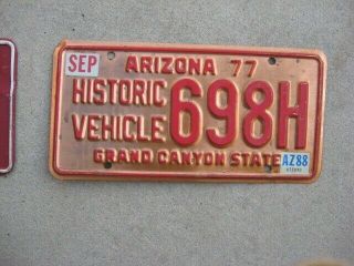 1977 Vintage License Plate Historic Vehicle Tag Arizona Grand Canyon