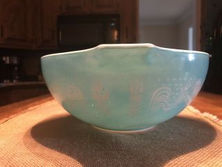 Pyrex Amish Butterprint Cinderella Mixing Bowl 444 Turquoise 4 qt.  VINTAGE 2
