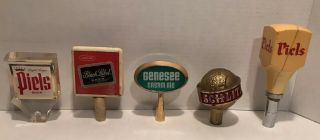 Vintage 70’s 80’s ? Beer Tap Handles Schlitz,  Piels,  Black Label & Genesee Ale