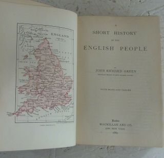 Vintage Book 1889 A Short History of the English people John Green Colour Maps 4