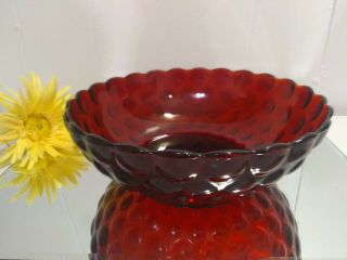 Vintage Anchor Hocking Ruby Red Bubble Glass 8 " Serving Bowl