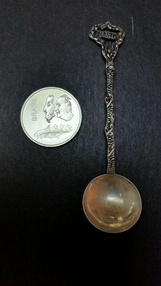 1972 Brazil 90 Silver Commemorative Coin & Vintage Sterling 925 Spoon (stamped)