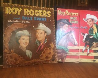 2 Vintage 1953& 1954 Roy Rogers Dale Evans Cut - Out Paper Dolls Whitman