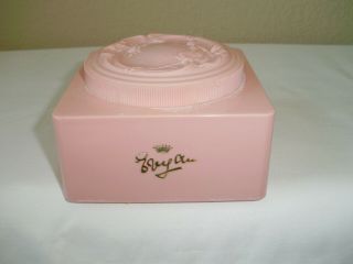 Vintage 1950/60 Evyan Pink Plastic Dusting Powder Box With Powder Puff