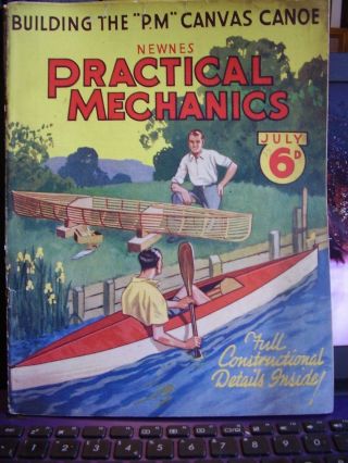 F J Camm Practical Mechanics July 1937 Canvas Canoe Bentima Charles Atlas Advert