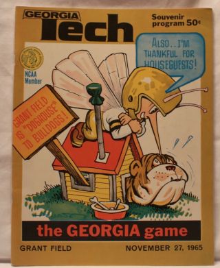 Vintage 1965 Georgia Bulldogs Georgia Tech Football Game Program
