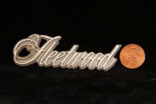 Vintage Silver Tone Cadillac Emblem Script Part Badge - Fleetwood - J119