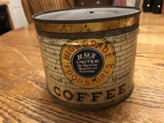 Vintage Hgf Food Store 1 Lb Coffee Can