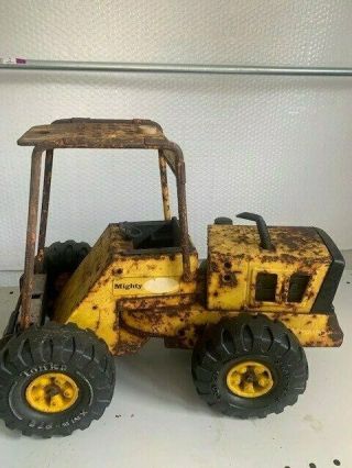 Vintage Mighty Tonka Forklift 1970s Yellow Large Scale Pressed Steel Diecast