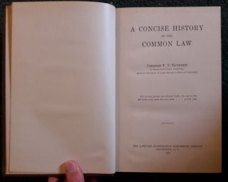 A Concise History of the Common Law by Theodore Plucknett (1929 Hardback) 3
