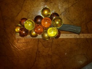 Large Vintage Lucite Acrylic Amber Yellow Cluster Of Grapes.  Shape