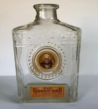 Vintage 1950s Old Grand Dad Glass Bottle Decanter Bottled 1951 1940s