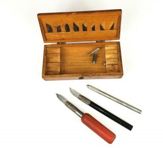 Vintage X - acto Knife Kit 15 Blades Three Handles Plus Accessories 3