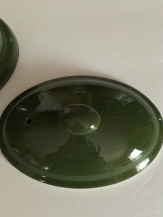 VINTAGE HALL 97 SMALL DARK GREEN OVAL COVERED CASSEROLE DISH 2