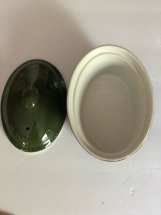 VINTAGE HALL 97 SMALL DARK GREEN OVAL COVERED CASSEROLE DISH 3
