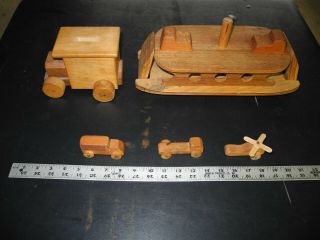 Vintage Wooden Ferry Boat And Wooden Truck Bank