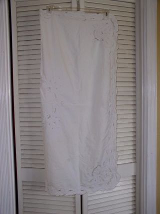Vintage White Battenburg Lace Tablecloth Table Cloth Cotton Linen 40x38 Inches