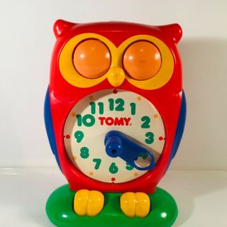 Vintage 1990 Tomy Plastic Owl Clock Educational Learning/time