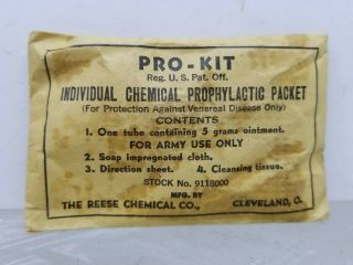 Vintage Wwii Pro - Kit  - Individual Chemical Prophylactic Packet Reese