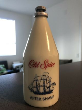 Vintage Old Spice Sensitive Glass Bottle After Shave 4 Fl Oz - 3/4 Full