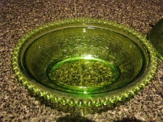 VINTAGE INDIANA CARNIVAL GLASS HEN ON NEST EMERALD GREEN COVERED DISH 2