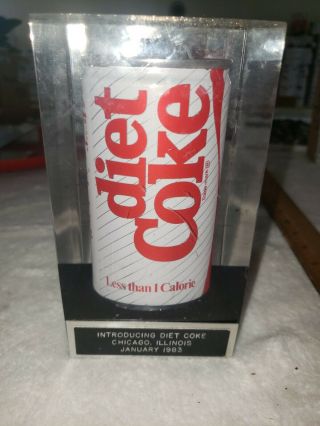 Vintage 1983 Diet Coca Cola Can,  In Acrylic Cube.