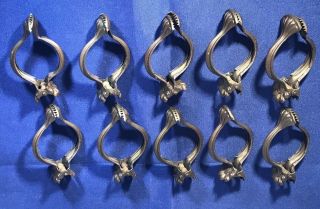 Vintage French Country Brushed Brass Clamp - Style Curtain Rings Set Of 10 2