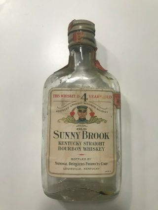 Vintage Old Sunny Brook Kentucky Straight Bourbon Whiskey Bottle Half Pint
