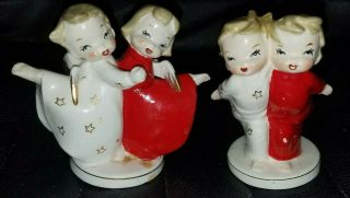 Vintage Set Of 2 Dancing Christmas Angels