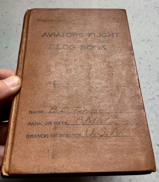 Usn Wwii Aviation Bomber Flight Log Book Manuscript Jan 1944 - May 1945 Id’d