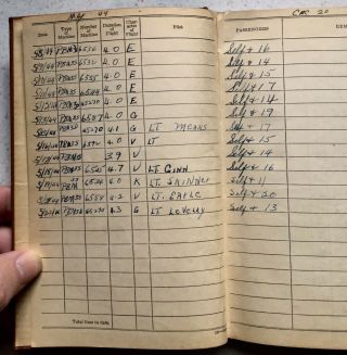 USN WWII Aviation Bomber Flight Log Book Manuscript Jan 1944 - May 1945 ID’d 3