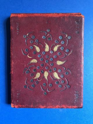 Vintage Hand Made Scrap Book 1911 Art Deco Design Leather Cover