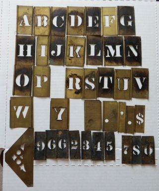 Vintage Brass Metal Letter And Numbers Stencils Craft Supply Missing Q,  X Z And 1