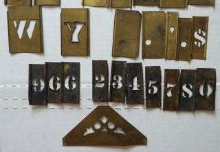 Vintage Brass Metal Letter and Numbers Stencils Craft Supply missing Q,  X Z and 1 3