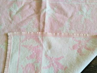 Vtg Soft Esmond Reversible Reverse Print Plush Baby Blanket Pink & White Clowns
