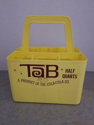 Vintage Tab Soda By Coca - Cola Yellow Plastic 6 - Pack Soda Carrier