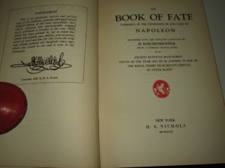 Napoleon The Book of Fate Ancient Egyptian Manuscript 1923 H.  Kirchenhoffer HB 2
