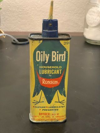 Ronson Oily Bird 4 Oz Household Oil Can - Vintage Handy Oiler