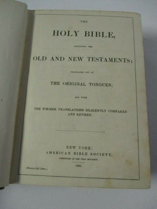 1882 HOLY BIBLE,  Old & Testaments,  American Bible Society 3