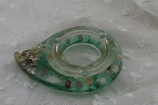 Vintage Retro Handcrafted Resin Glass & Shell Ashtray Hand Crafted By Unique Des
