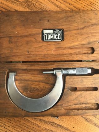 Vintage Tumico 2 - 3 Micrometer In Wooden Box